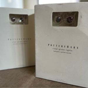 Pottery Barn Clear Globe Lights
2 boxes, set of 20 each
27 foot cord length